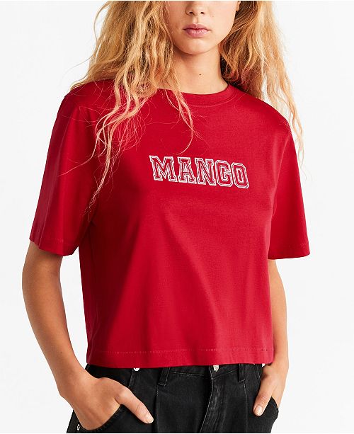 Mango Embroidered Logo T Shirt Reviews Tops Women