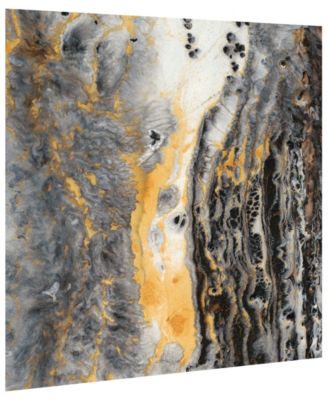 Empire Art Direct Bands of Gold A B Frameless Free Floating Tempered Glass Panel Graphic Abstract Wall Art, 38" x 38" x 0.2"