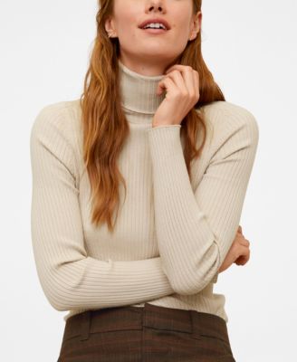 MANGO Turtleneck Ribbed Sweater 