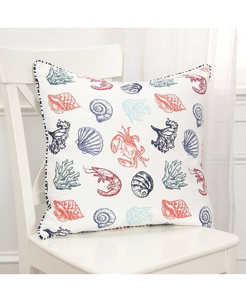 Rizzy Home Crabs Decorative Pillow Cover, 20" x 20