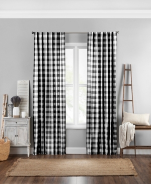 Elrene Farmhouse Buffalo Check 52" X 95" Curtain Panel In Black