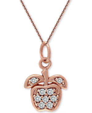 image of Giani Bernini Cubic Zirconia Apple Pendant Necklace in 18k Rose Gold-Plated Sterling Silver, 18