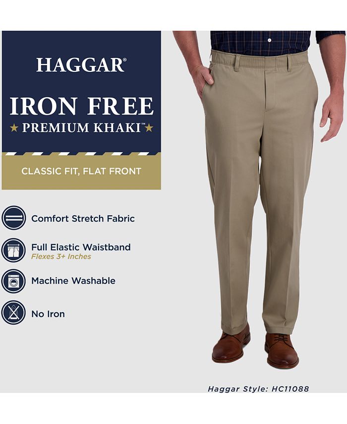 Haggar Men's Premium ClassicFit WrinkleFree Stretch Elastic Waistband