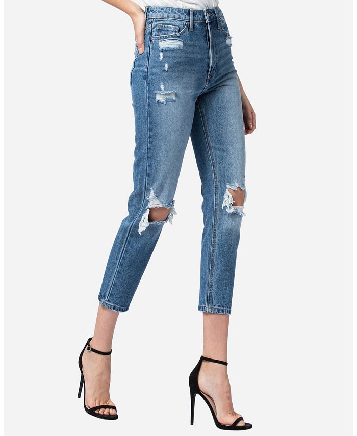 VERVET Super High Rise Distressed Mom Jeans - Macy's