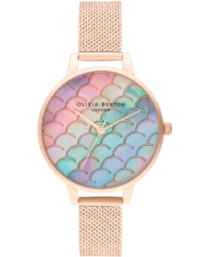 image of Olivia Burton Women-s Under The Sea Rose Gold-Tone Stainless Steel Mesh Bracelet Watch 34mm