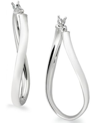 Large Sterling Silver Wave Hoop Earrings, 1.5" 