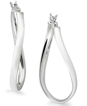 image of Giani Bernini Large Sterling Silver Wave Hoop Earrings, 1.5
