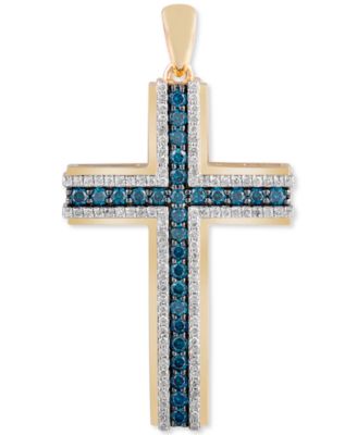 blue diamond cross pendant