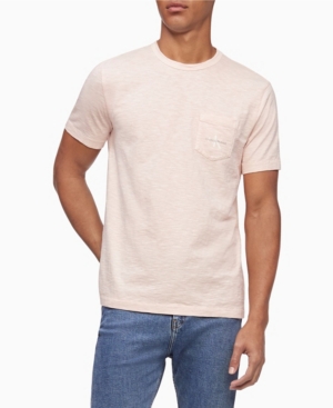 Calvin Klein Men's Monogram Logo Slub Crewneck Pocket T-Shirt