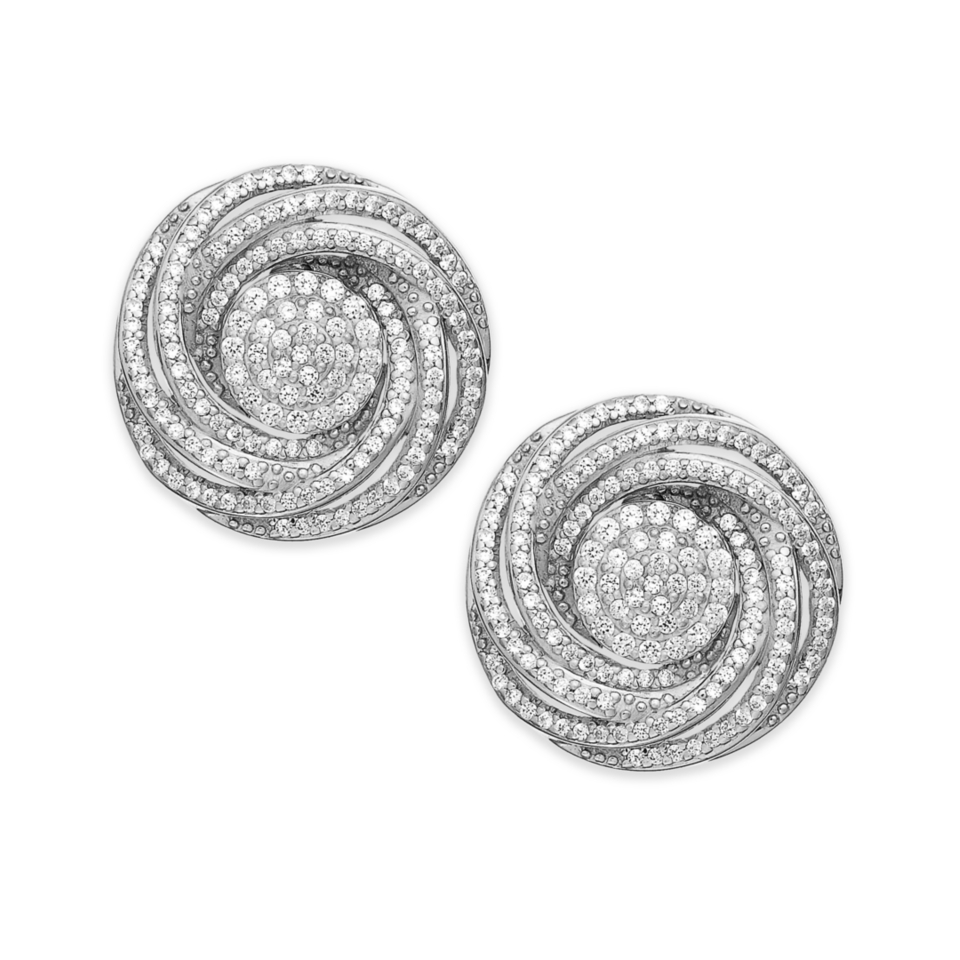 Wrapped In Love™ Diamond Pave Knot Stud Earrings in Sterling Silver