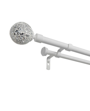 Exclusive Home White Mosaic Double Curtain Rod and Finial Set 36