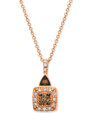 image of Chocolate by Petite Le Vian Chocolate and White Diamond (1/4 ct. t.w.) Square Pendant in 14k Rose Gold, Yellow Gold or White Gold