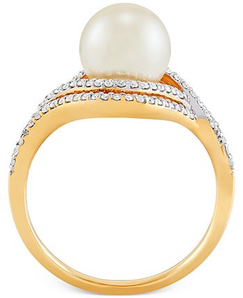 Honora Cultured Freshwater Pearl (8mm) & Diamond (1/4 ct. t.w.) Ring in ...