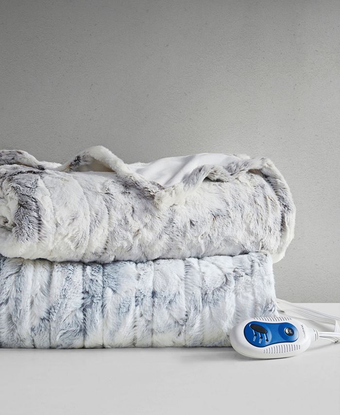 Beautyrest Zuri 50" x 70" Oversized Faux Fur Heated Throw Macy's