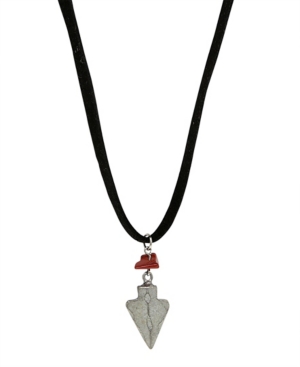 image of T.r.u. by 1928 Pewter Genuine Red Jasper Black Leather Necklace