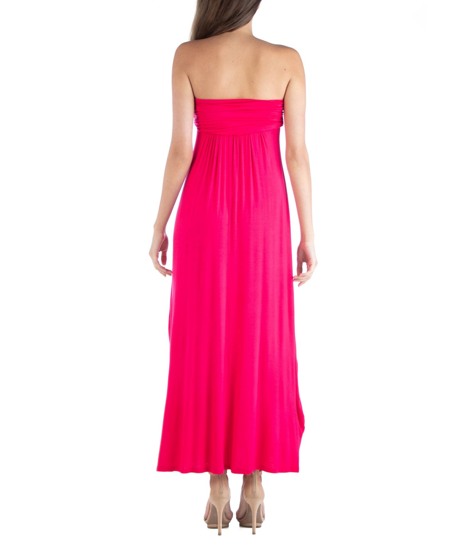 Женское платье 24seven Comfort Apparel Strapless Empire Waist Maxi, цвет: Розовый — фото 3