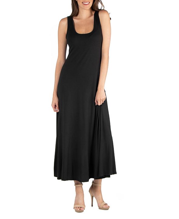 24seven Comfort Apparel Slim Fit A-Line Sleeveless Maxi Dress & Reviews ...