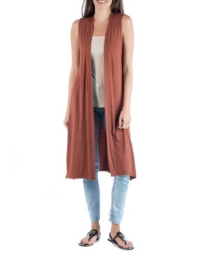 24seven Comfort Apparel Sleeveless Long Cardigan Vest with Side Slit
