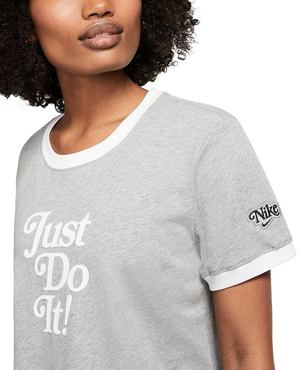 Nike Women&#39;s Cotton Just Do It Ringer T-Shirt & Reviews - Tops - Women - Macy&#39;s