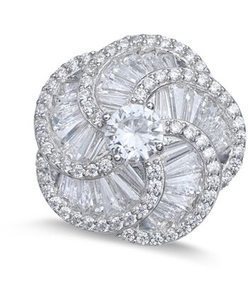 YL Rose Celtic Knot Ring - 925 Sterling Silver With Cubic Zirconia, Flower Jewelry For Women