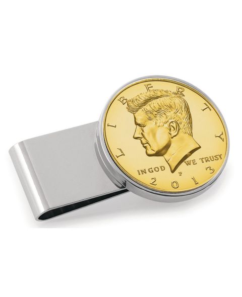 Мужской позолоченный зажим для денег American Coin Treasures с монетой JFK, сталь