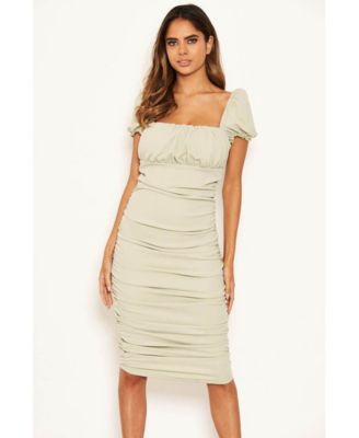 cream bodycon midi dress