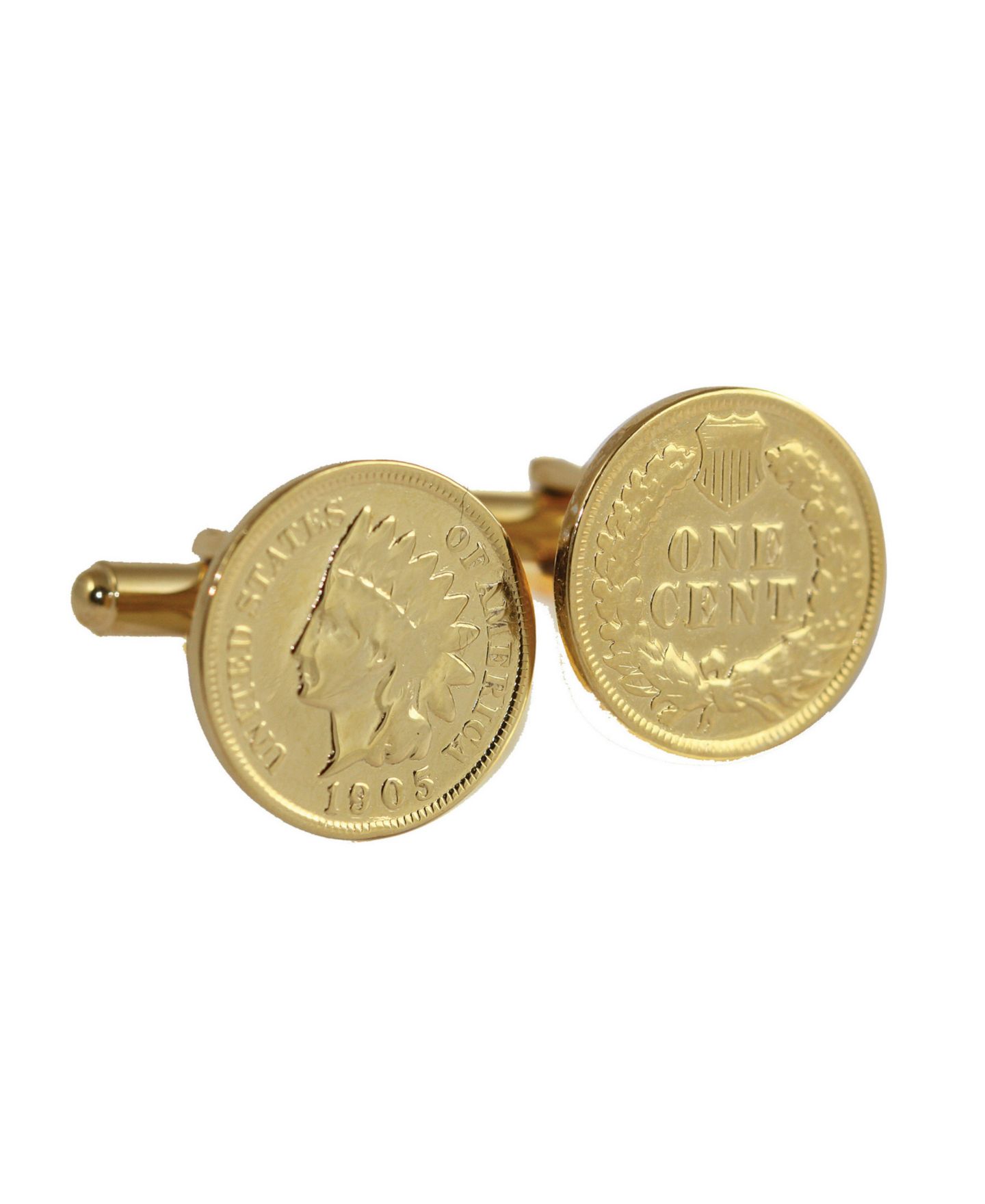 Мужские запонки American Coin Treasures 24k Gold Layered Indian Head Coin Cuff Links — фото 1