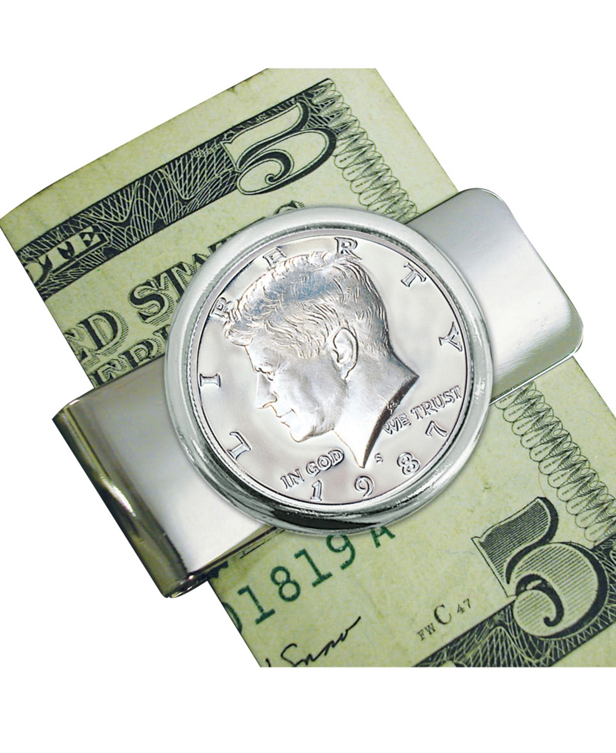 Men's American Coin Treasures Proof Jfk Half Dollar Coin Money Clip - Silver