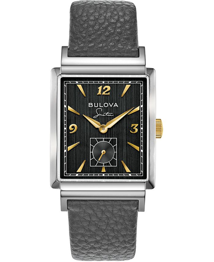 Bulova - Men's My Way Gray Leather Strap Watch, 29.5 x 47mm