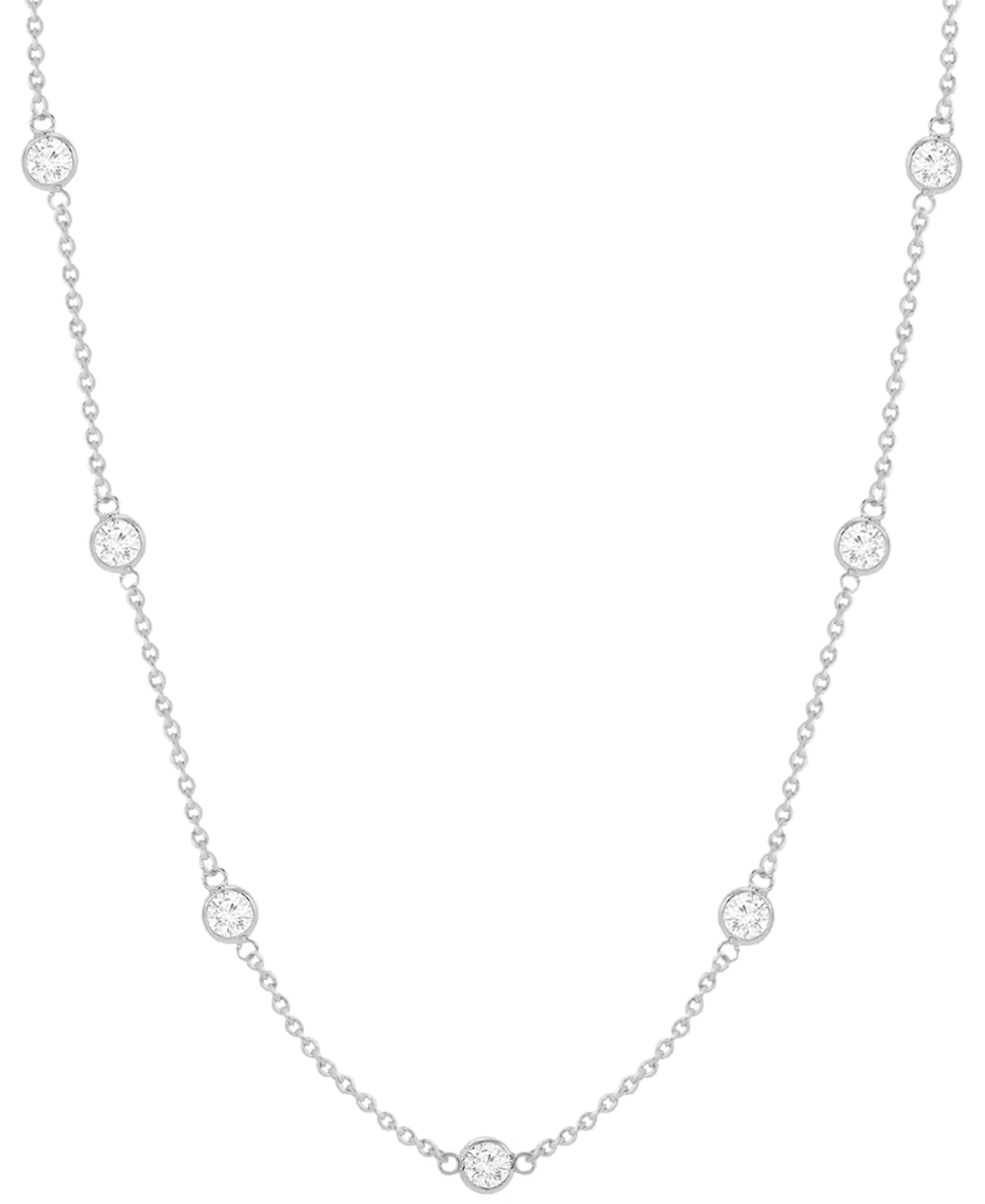 Cubic Zirconia Station 24" Statement Necklace in Silver or Gold Plate - Silver
