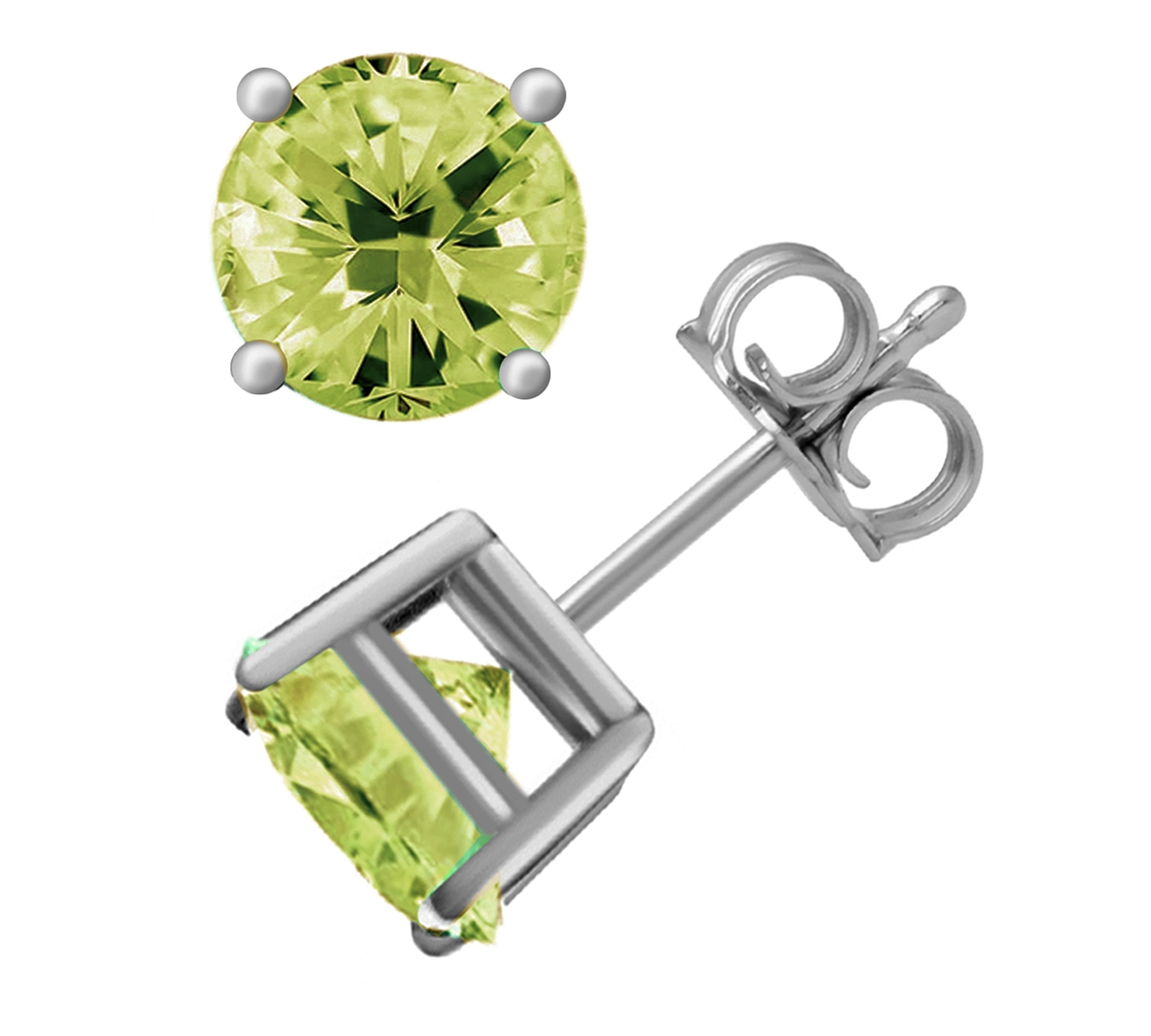 And Now This Glass Stone Stud Earrings in Silver-Plate - Peridot