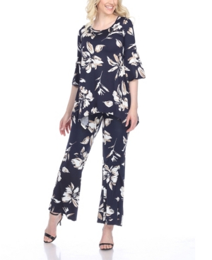 White Mark Women's Two Piece Printed Set