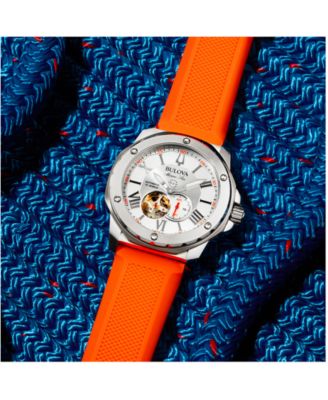 Men's Automatic Marine Star Orange Silicone Strap Watch 45mm