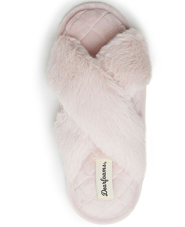 Dearfoams Women's Jessica Furry Crossband Slide Slipper & Reviews ...