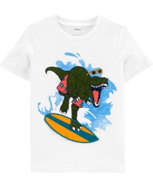 Toddler Boys Surfing Dinosaur Interactive Slub Jersey Tee