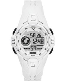 Men's Bold White Silicone Strap Watch 45mm