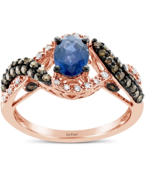 image of Le Vian Blueberry Sapphire (5/8 ct. t.w.) & Diamond (1/2 ct. t.w.) Ring in 14k Rose Gold