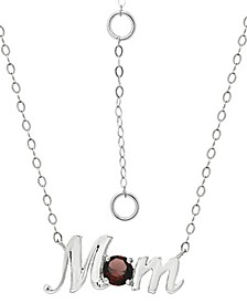 Crystal Birth Month "Mom" Pendant Necklace  in Sterling Silver, 16" + 2" extender, Created for Macy's