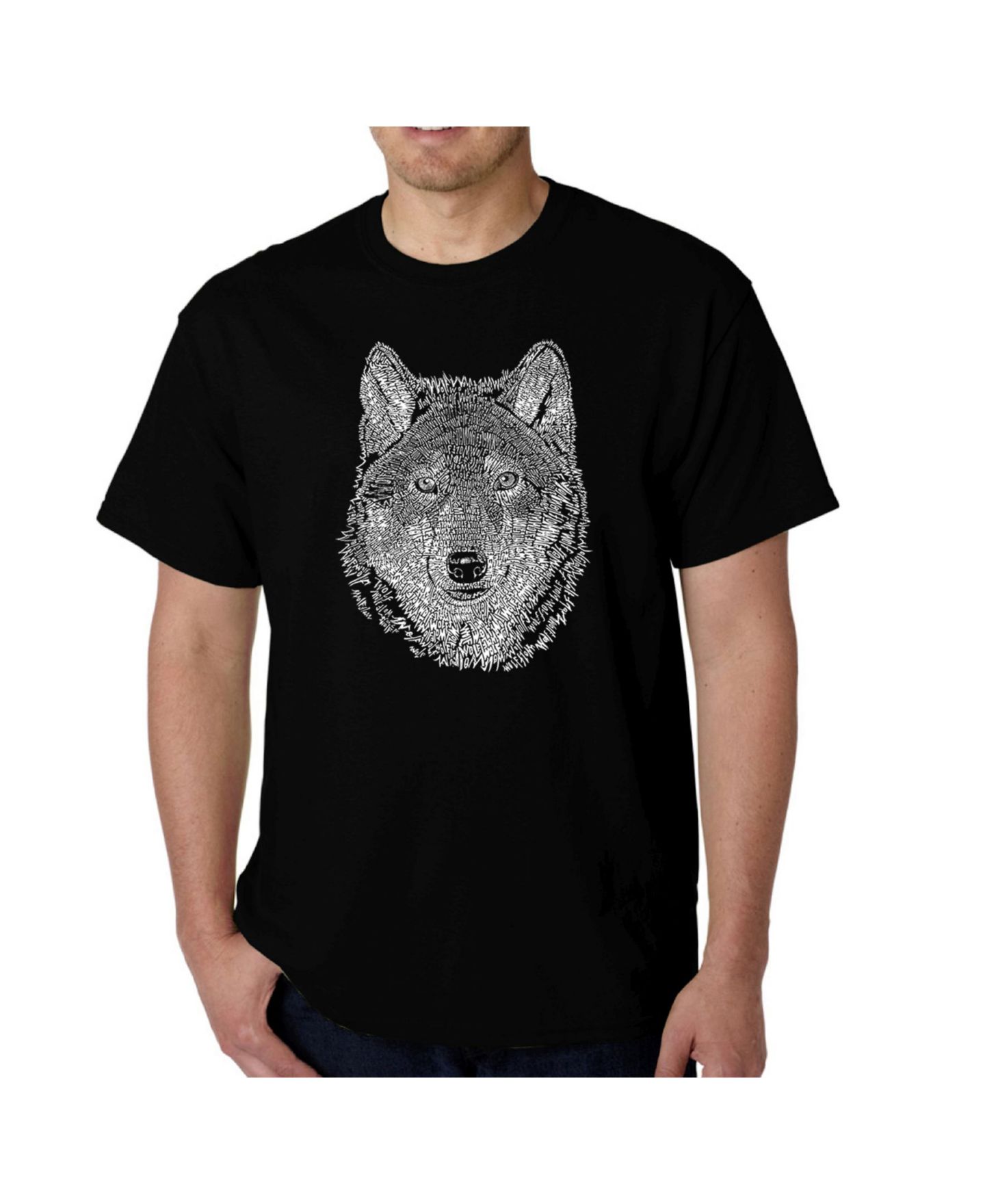 Мужская футболка LA Pop Art Word Art - Wolf, цвет: Чёрный — фото 1