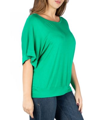 Plus Size Short Sleeve Loose Fitting Dolman Top