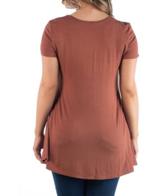 Plus Size Short Sleeve V-Neck Tunic Top