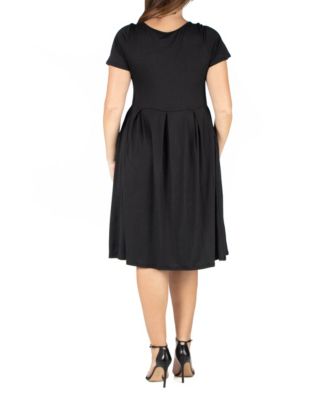 Plus Size Short Sleeve Midi Dress with Pockets