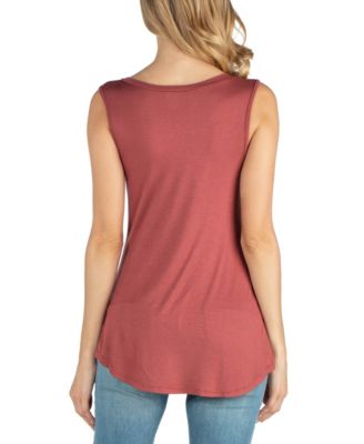 V Neck Maternity Tunic Tank Top with Round Hemline