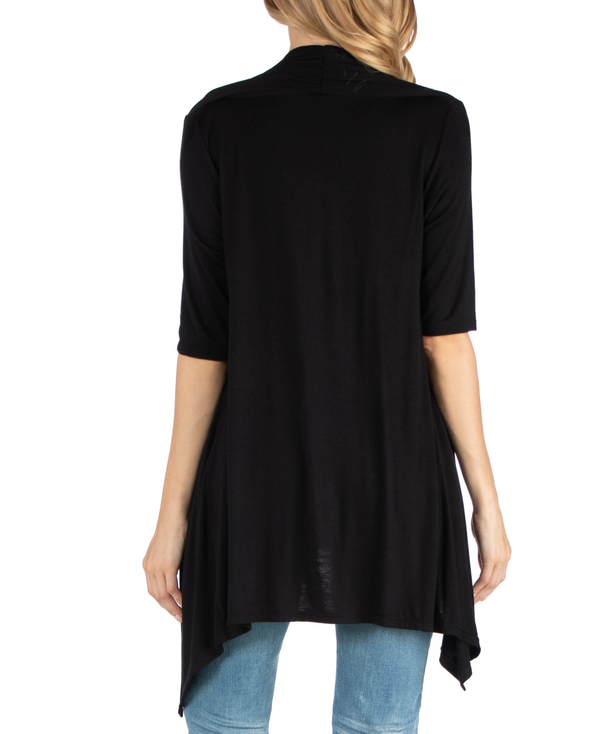 24seven Comfort Apparel Loose Fit Open Front Maternity Cardigan with Half Sleeve