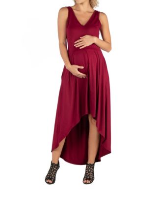 Sleeveless Fit and Flare High Low Maternity Dress