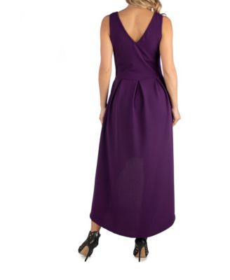 Sleeveless Fit and Flare High Low Maternity Dress