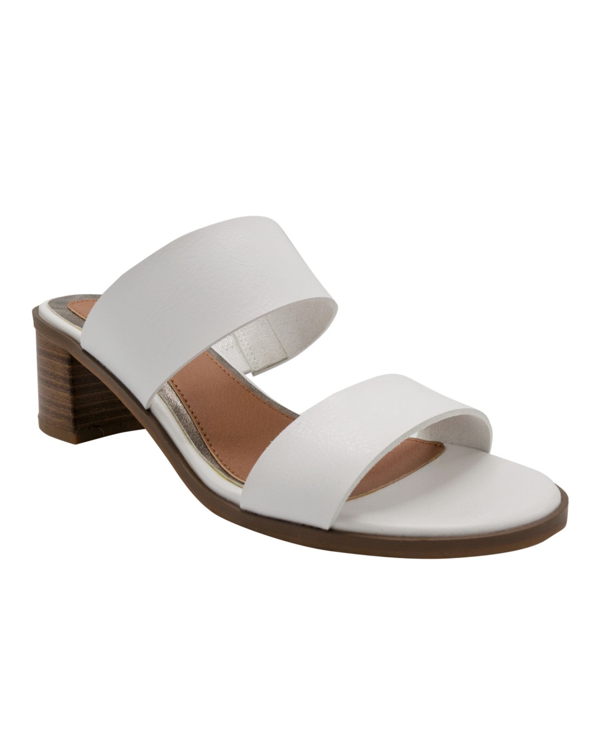 Women's Halo Two-Band Block-Heel Slides - White