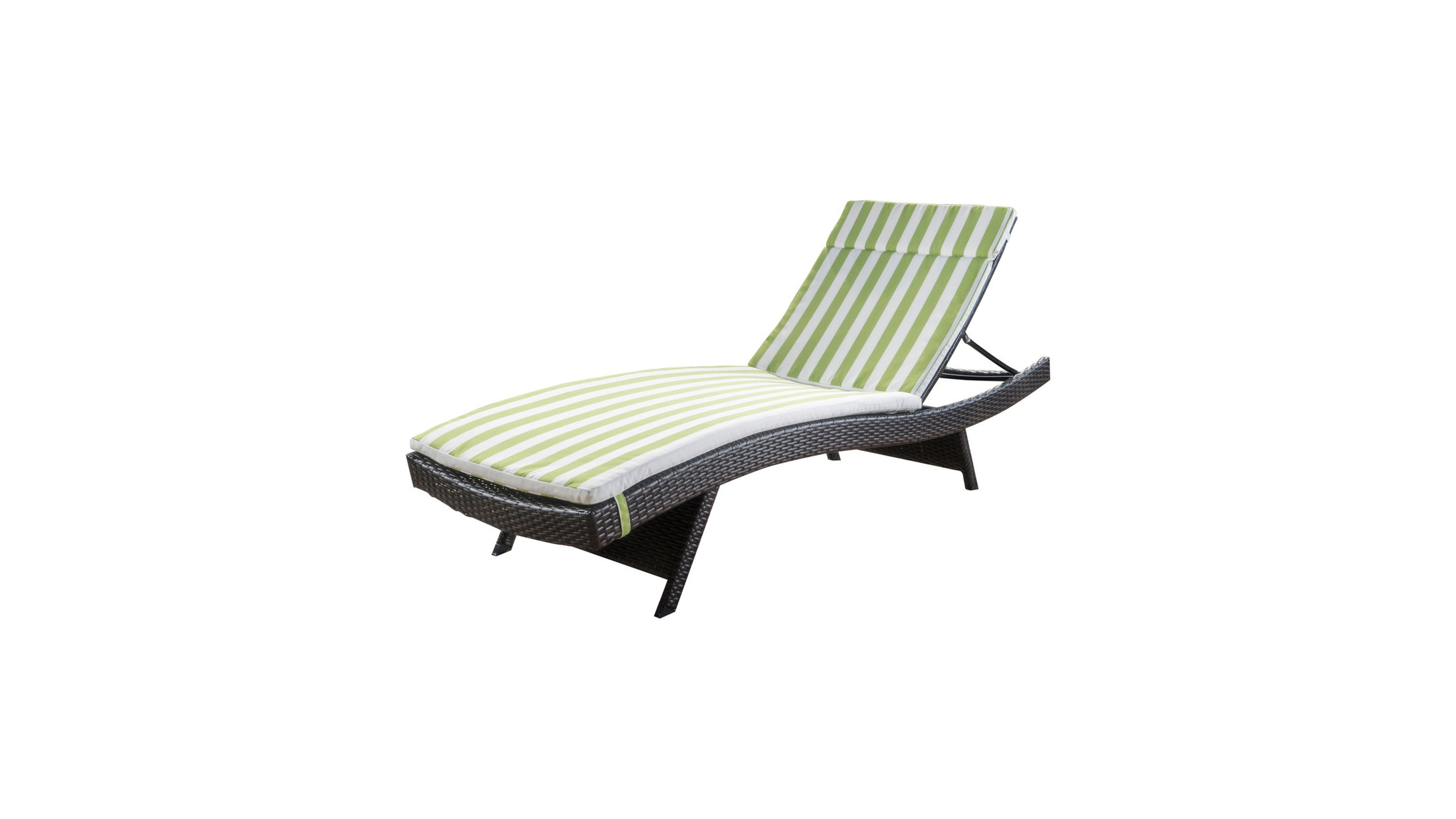 Noble House Salem Outdoor Chaise Lounge with Stripe Cushion