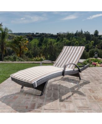 Salem Outdoor Chaise Lounge with Arms and Stripe Cushion