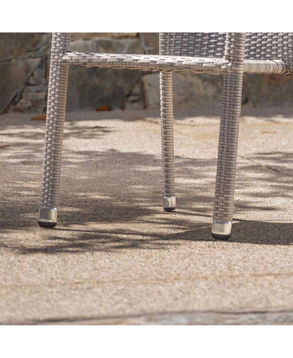 Noble House Dover Outdoor Armed Stacking Chairs with Frame, Set of 2 - Off-White